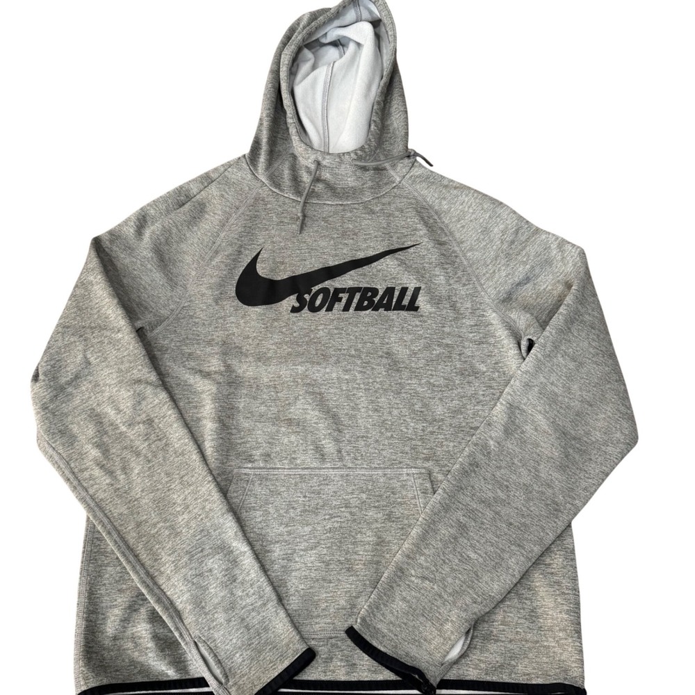 Nike‎ Hoodie Women Size Medium Gray Softball Dri-FIT Pullover Graphic Activewear